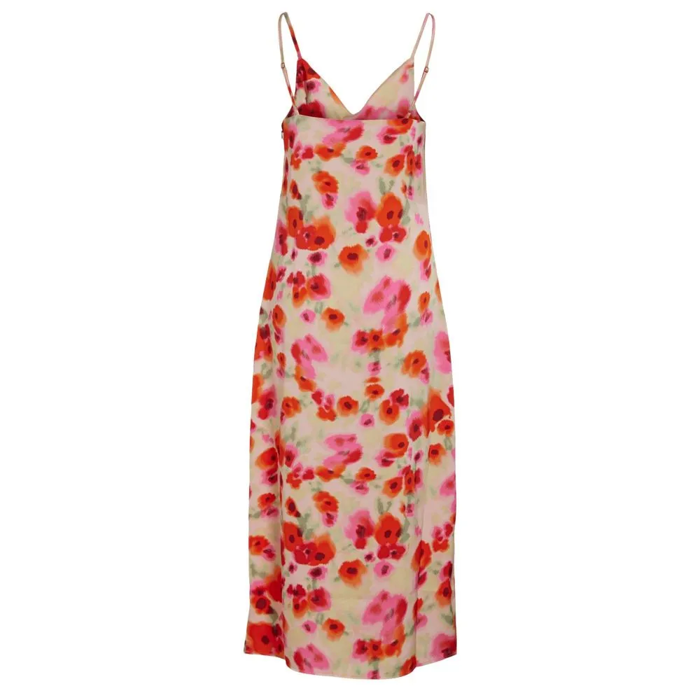 Ravenna V-Neck Midi Slip Dress - Poppy Red