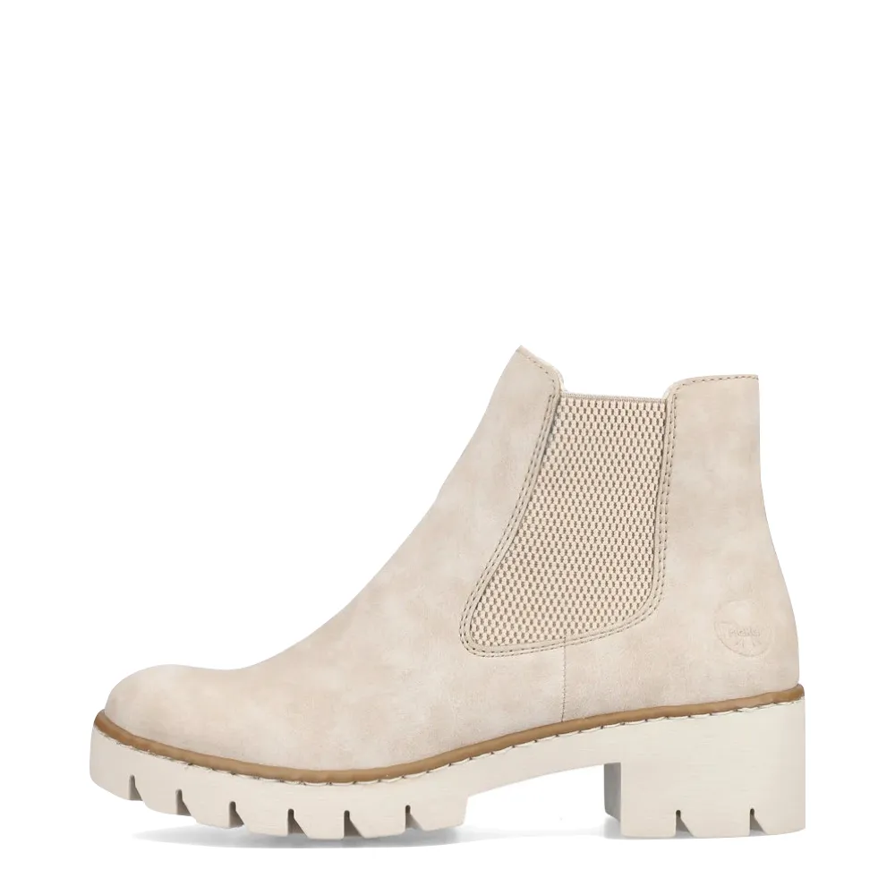 Rieker Women's Prisca 72 Side Zip Ankle Boot in Ginger Cream