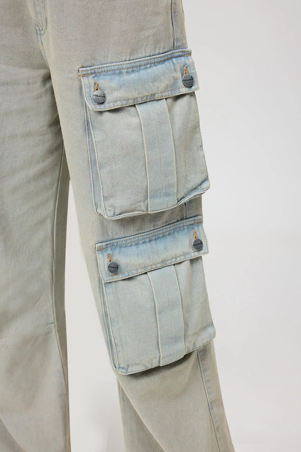 Skyline Blue Street Style Cargo Jeans