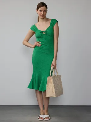 Sleeveless Sweetheart Textured Midi Dress