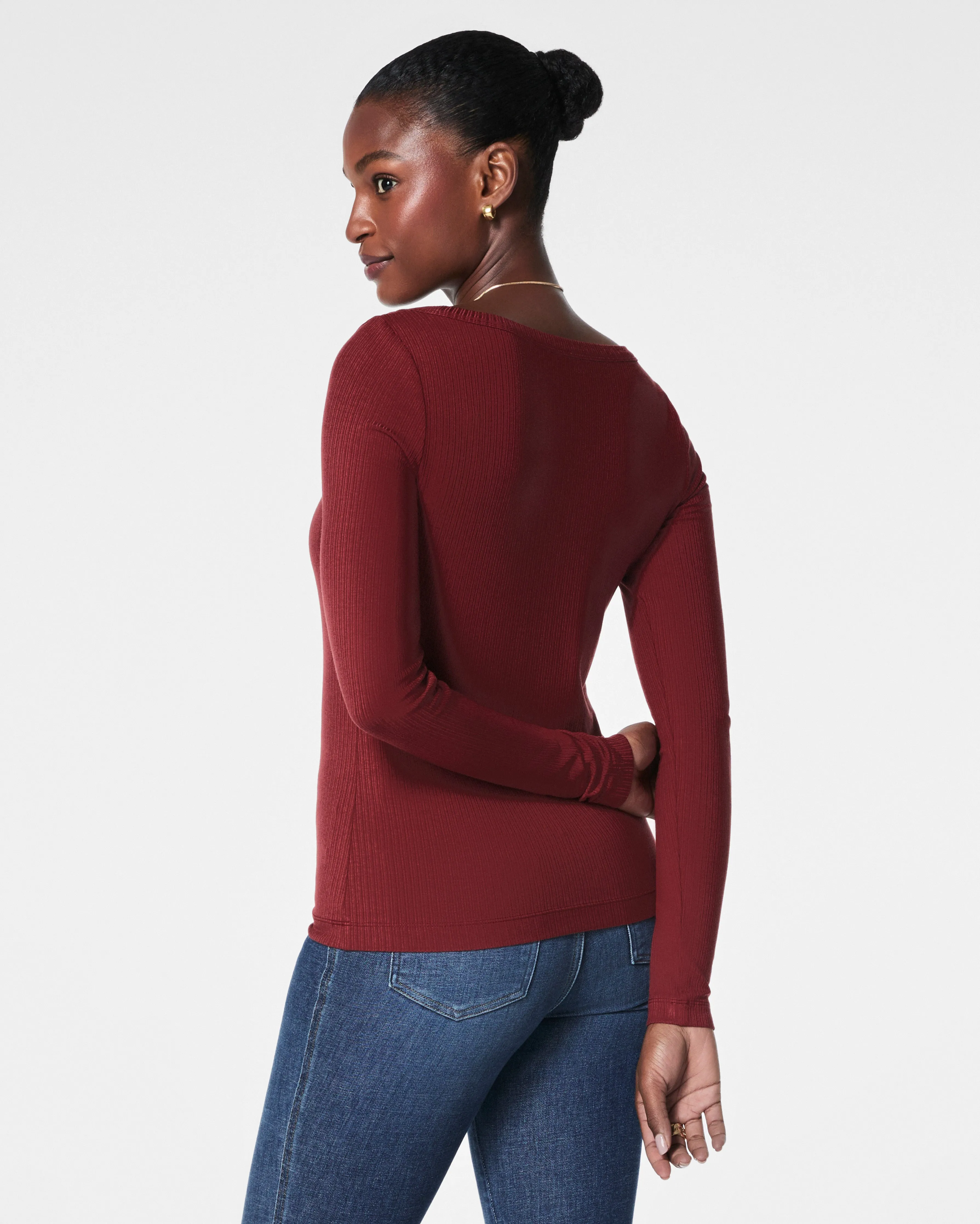 SPANX® Stretch Rib Scoop Neck Long Sleeve Tee