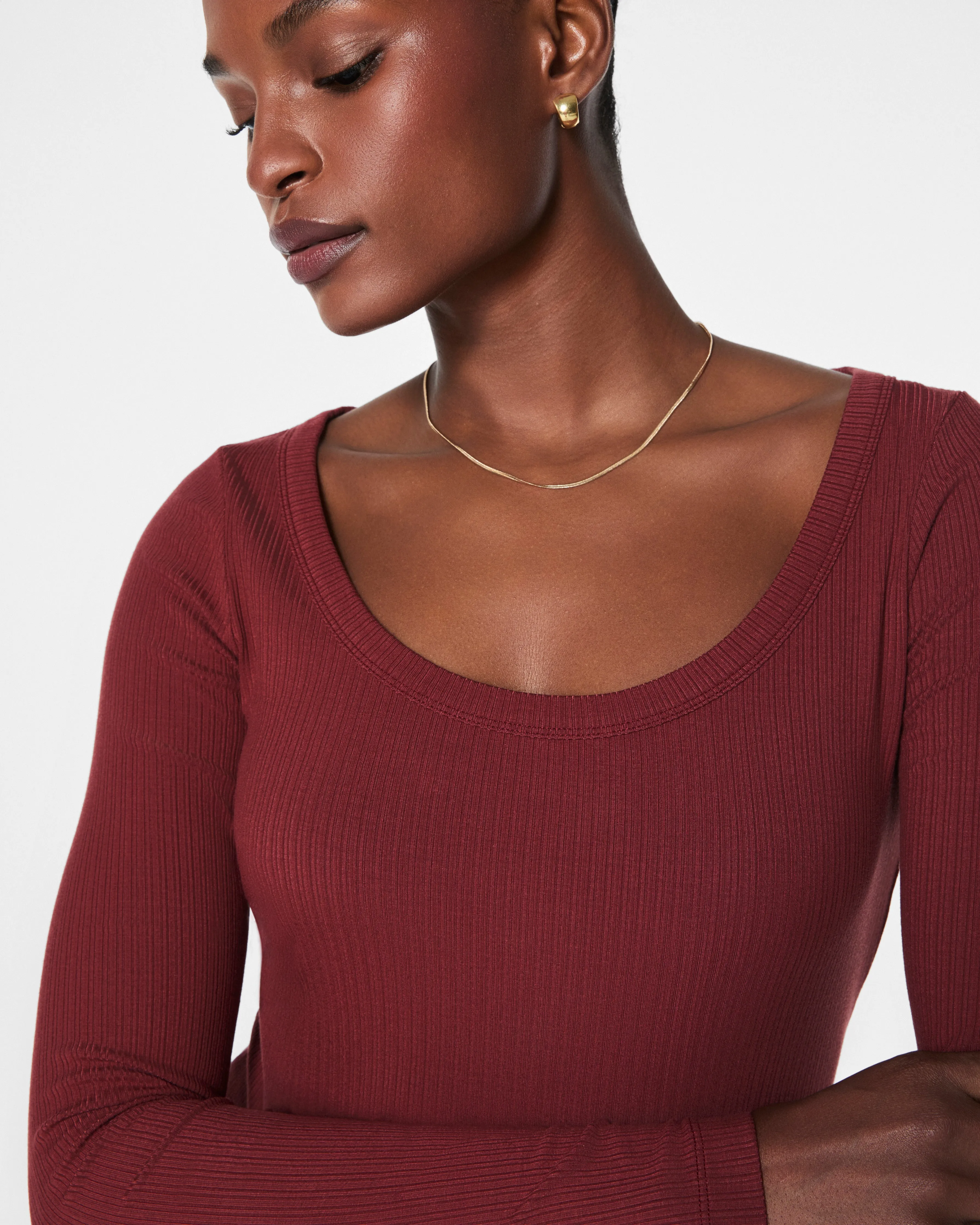 SPANX® Stretch Rib Scoop Neck Long Sleeve Tee