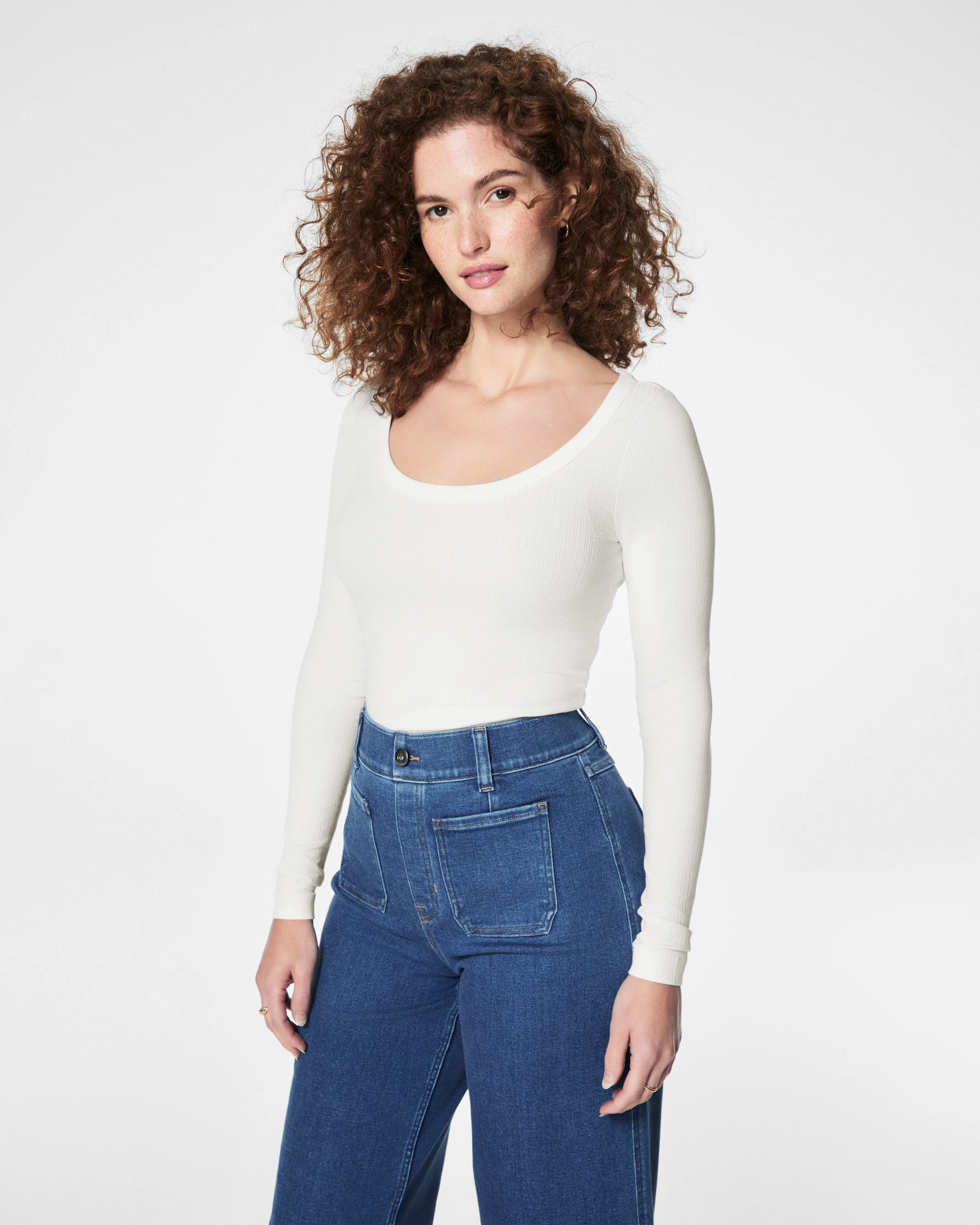 SPANX® Stretch Rib Scoop Neck Long Sleeve Tee