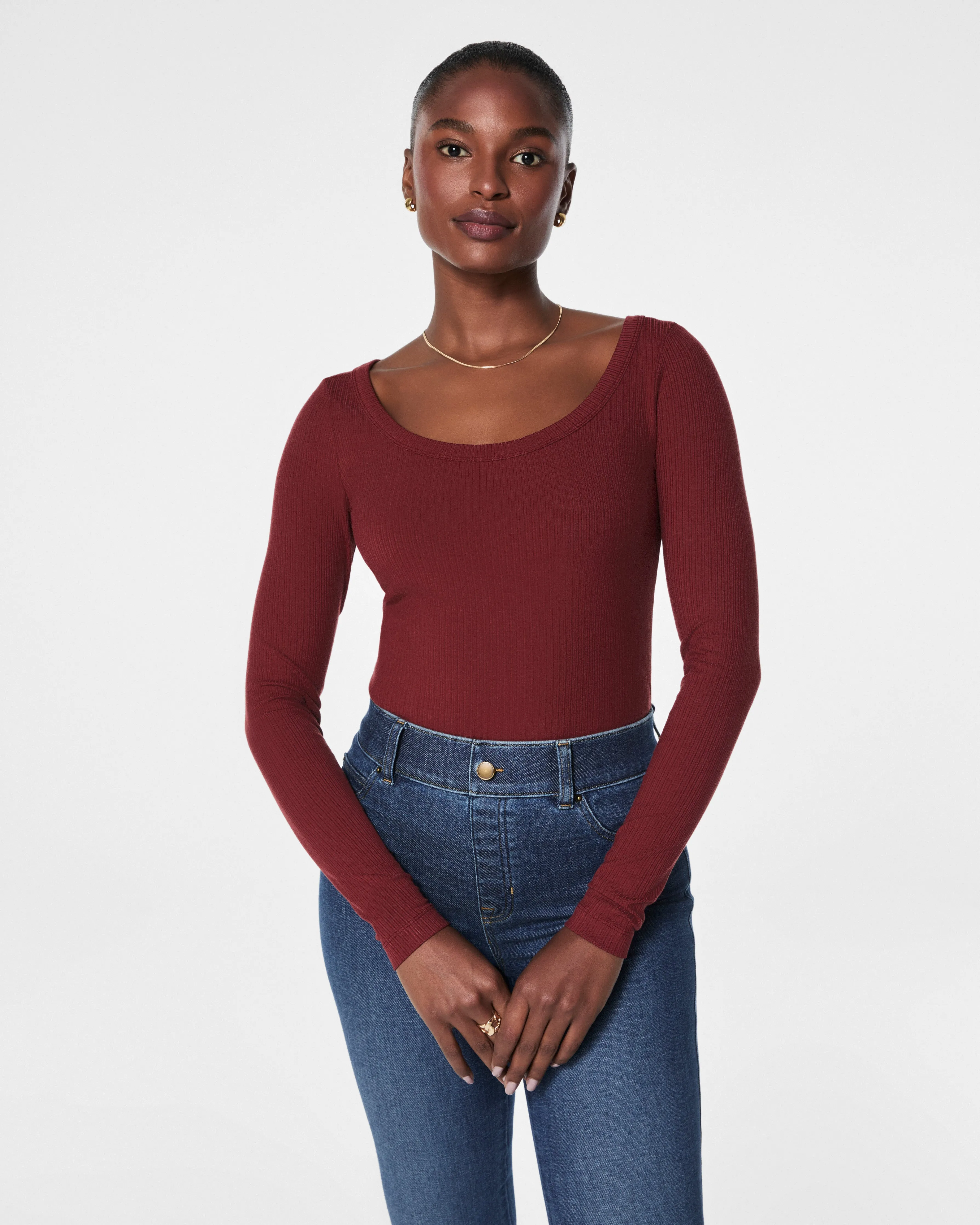 SPANX® Stretch Rib Scoop Neck Long Sleeve Tee