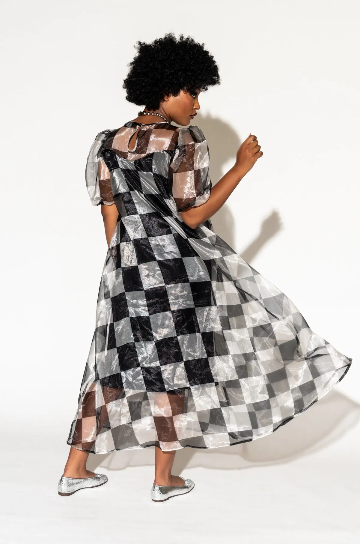 Star Energy Organza Dress in Checkerboard