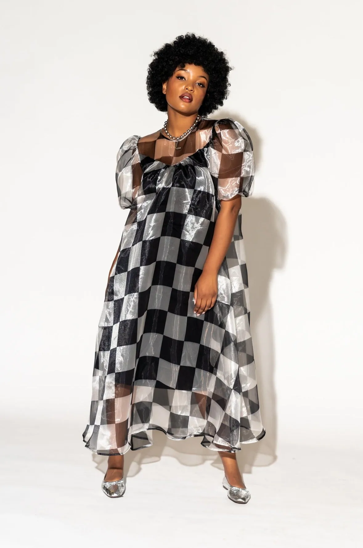 Star Energy Organza Dress in Checkerboard