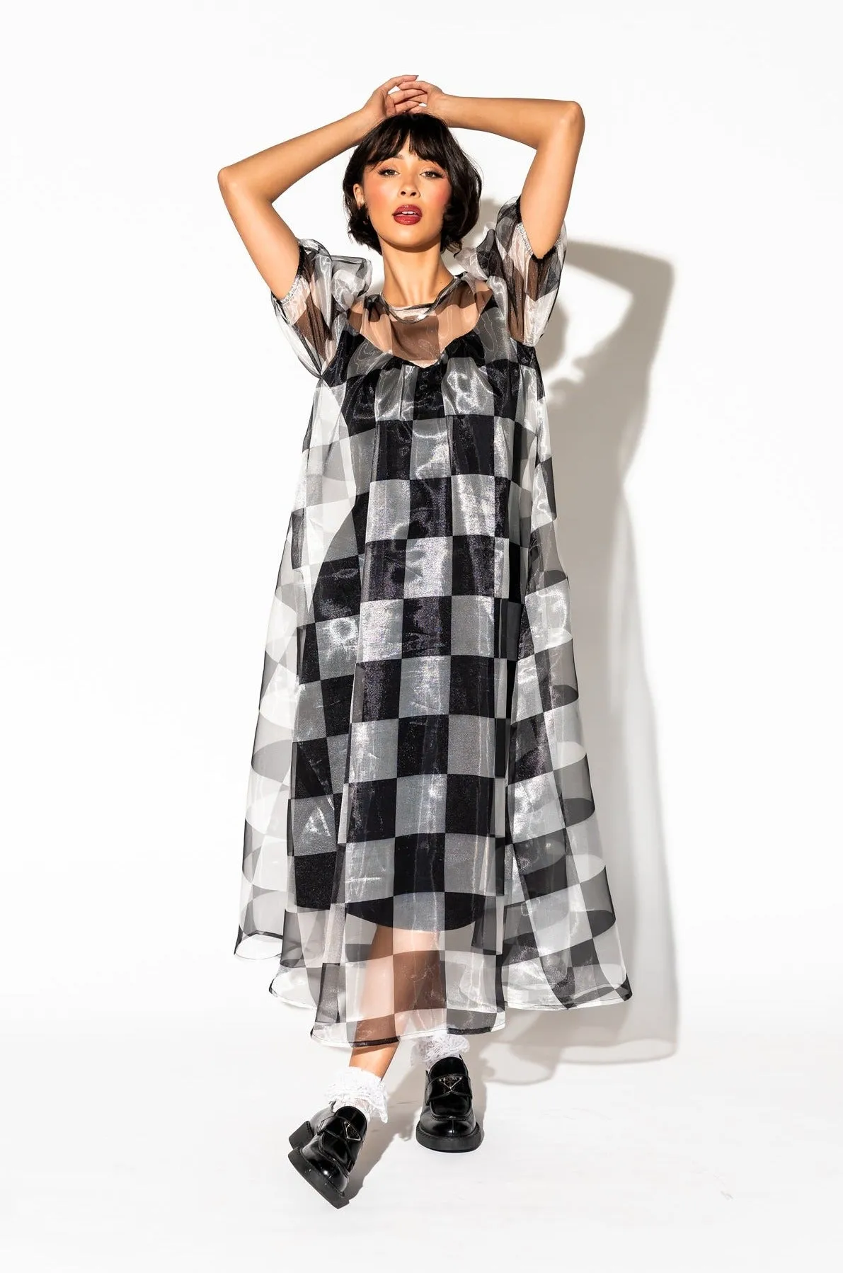 Star Energy Organza Dress in Checkerboard