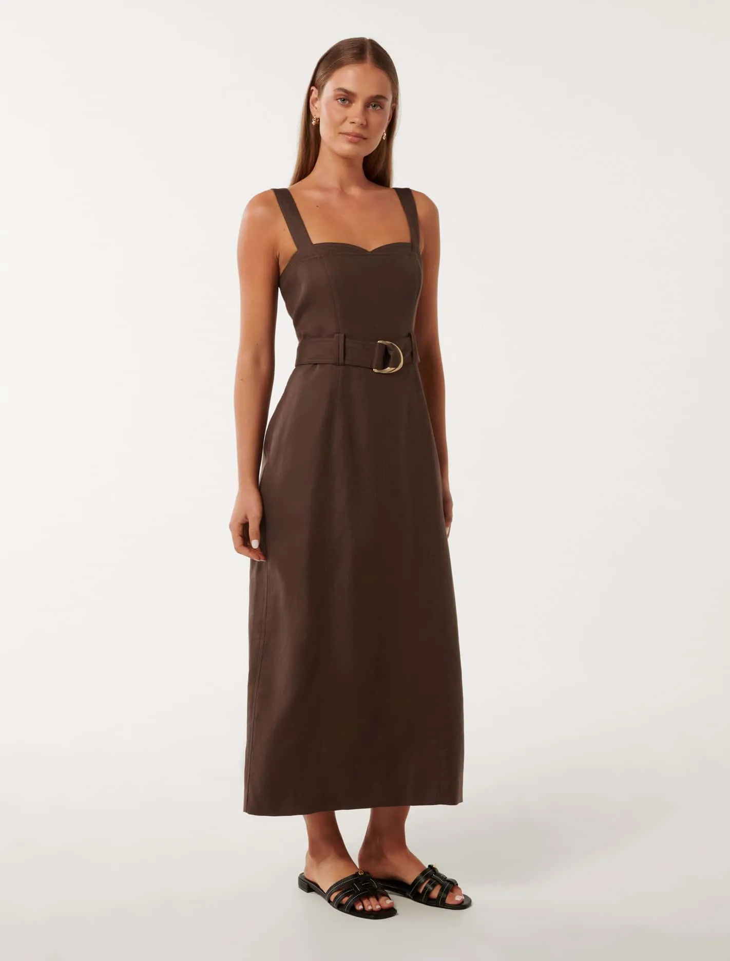 Taylor Top Stitch Column Midi Dress