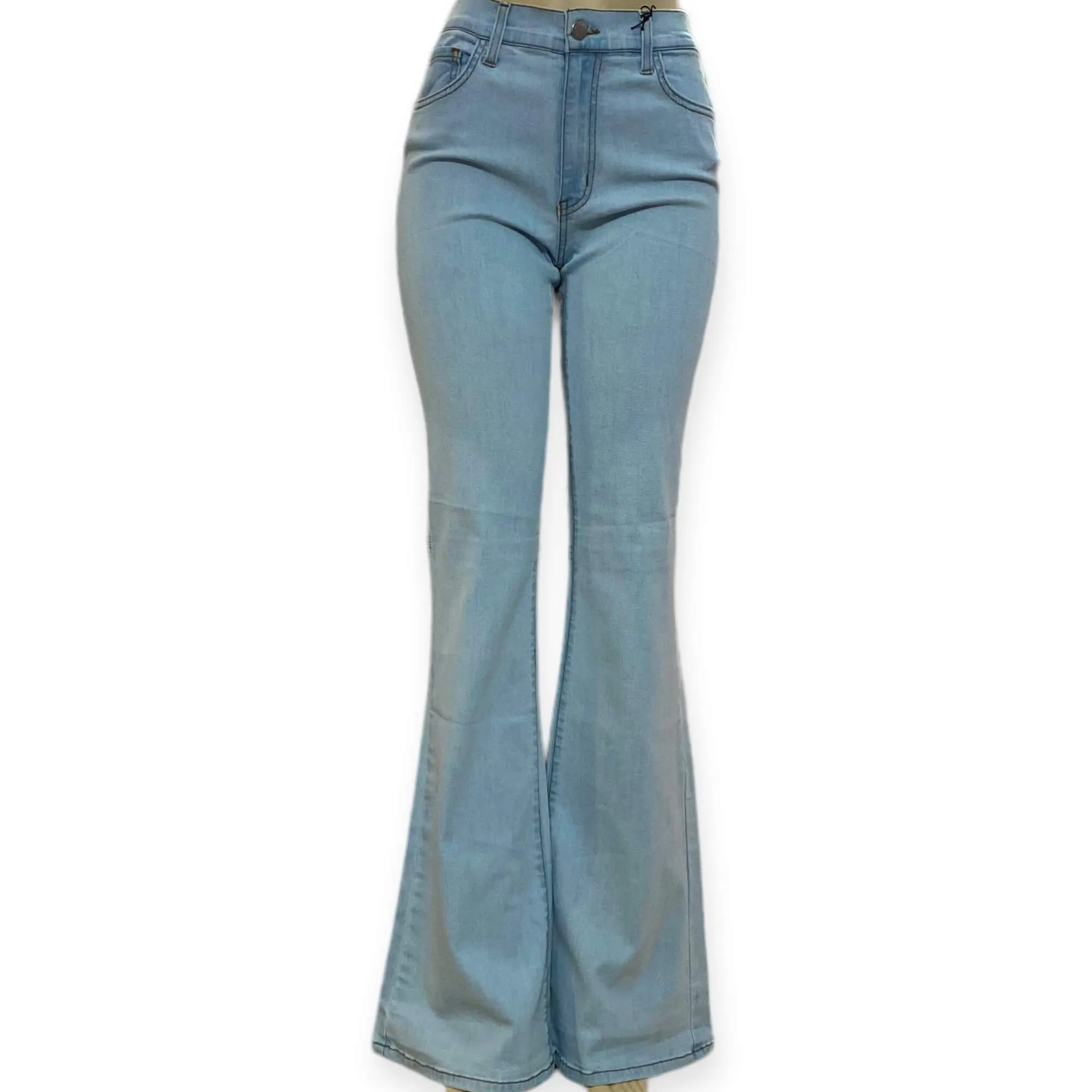 Trendy Mid Rise Bell Bottom Denim Jeans