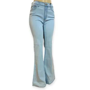 Trendy Mid Rise Bell Bottom Denim Jeans