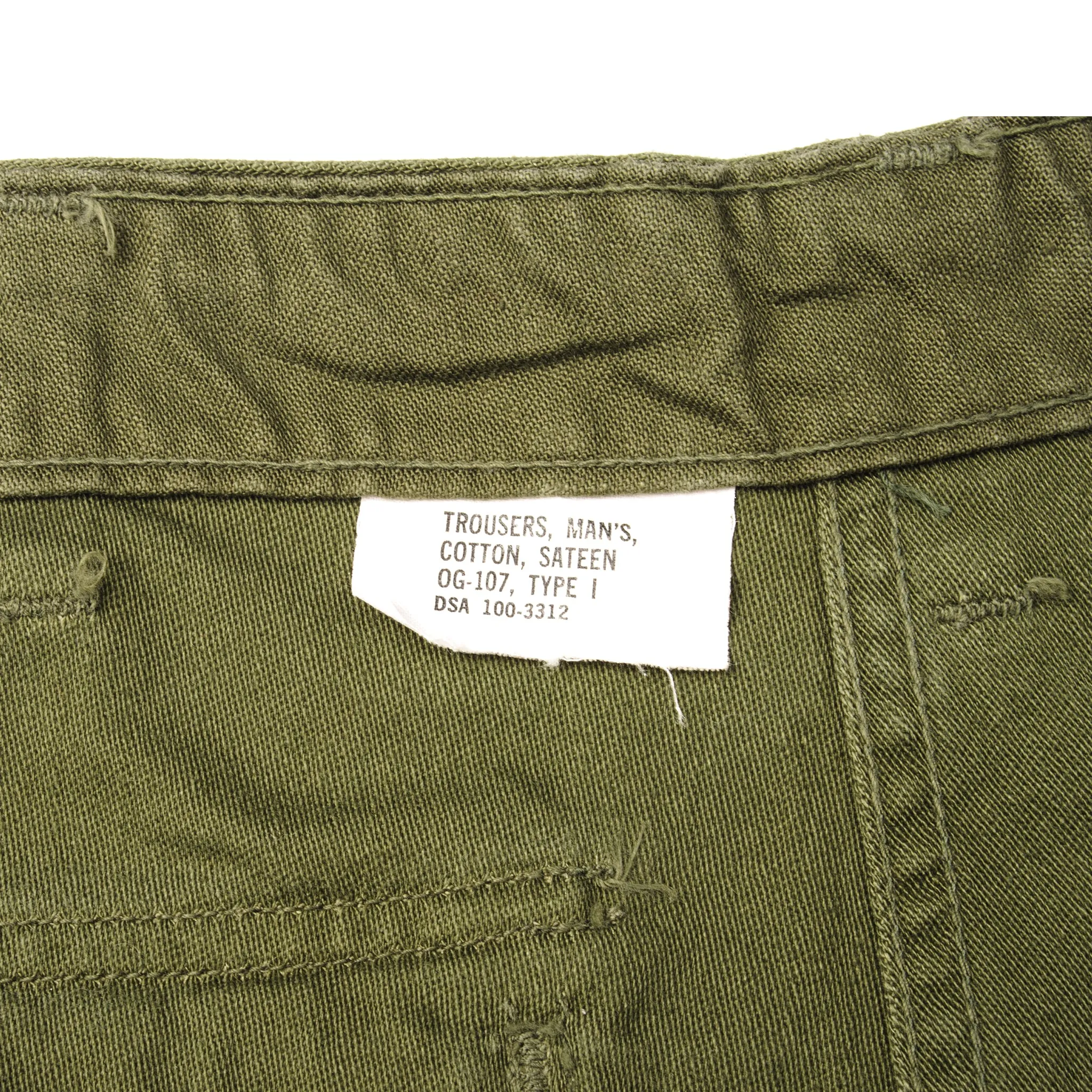 VINTAGE US ARMY UTILITY OG-107 SATEEN TROUSERS PANTS 1966 VIETNAM WAR SIZE W28 L32